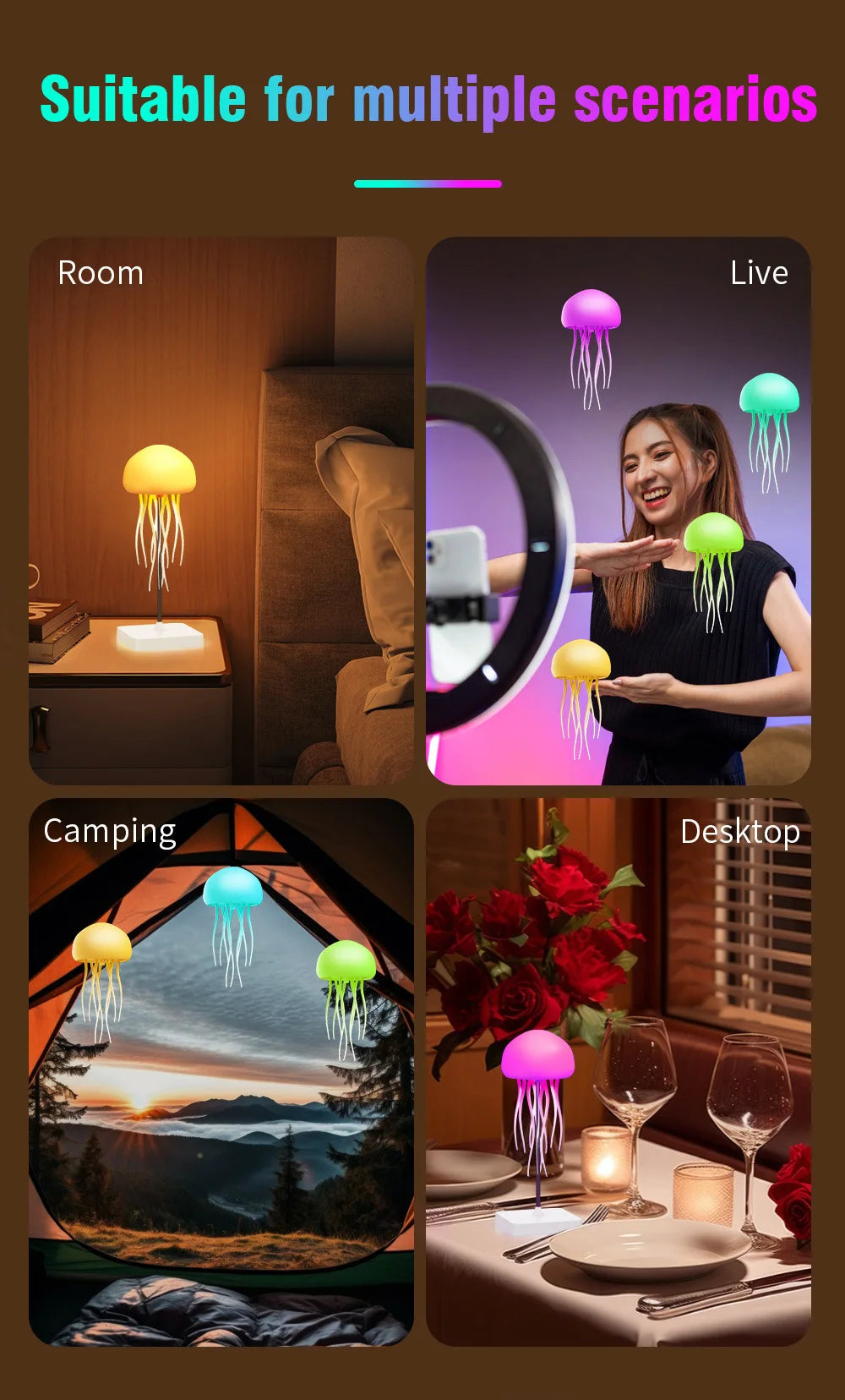 Lampka Meduza LED RGB | CosyGlow™